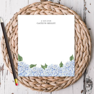 Blue Hydrangea Watercolor Border Personalised Notepad