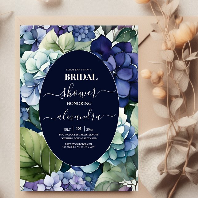 Blue Hydrangea Watercolor Floral Bridal Invitation (Creator Uploaded)