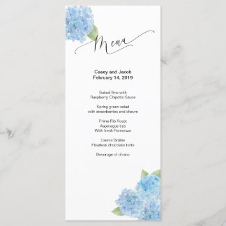Blue Hydrangea Watercolor Menu