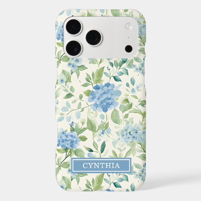 Blue Hydrangea Watercolor Monogrammed (Back)