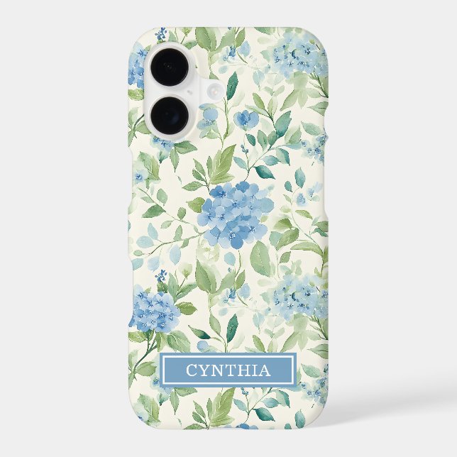 Blue Hydrangea Watercolor Monogrammed (Back)