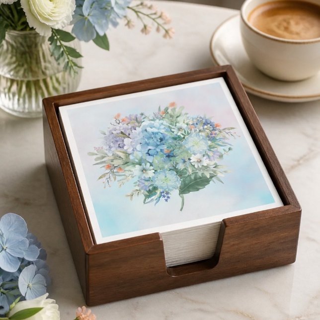 Blue Hydrangea Watercolor Paper Napkin (Creator Uploaded)