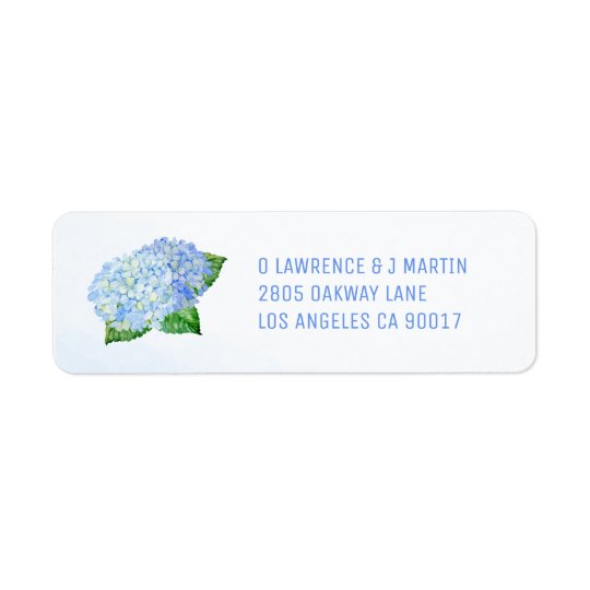 Blue Hydrangea Watercolor Return Address Label
