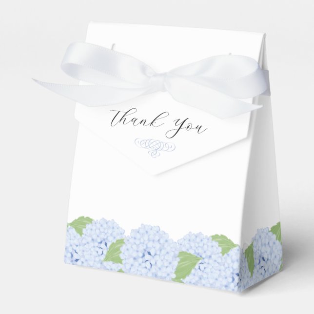 Blue Hydrangea Watercolor Wedding Favour Box (Front Side)