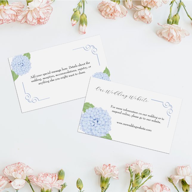 Blue Hydrangea Watercolor Wedding Msg Enclosure Card (Creator Uploaded)