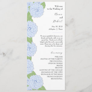 Blue Hydrangea Watercolor Wedding Program Programme