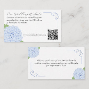 Blue Hydrangea Watercolor Wedding QR & Msg Enclosure Card