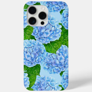 Blue hydrangea waterolor pattern iPhone 15 pro max case