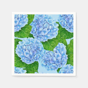 Blue hydrangea waterolor pattern napkin
