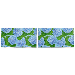 Blue hydrangea waterolor pattern pillowcase