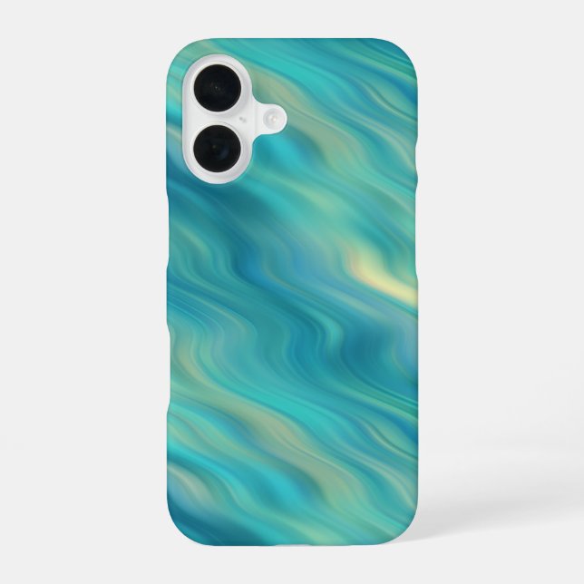 Blue Hydrangea Wavy Texture iPhone 16 Case (Back)