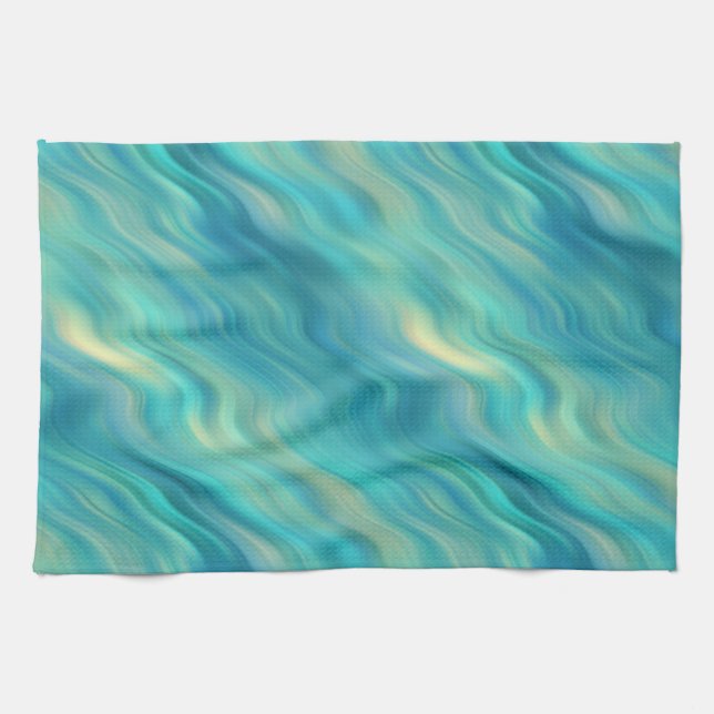 Blue Hydrangea Wavy Texture Tea Towel (Horizontal)