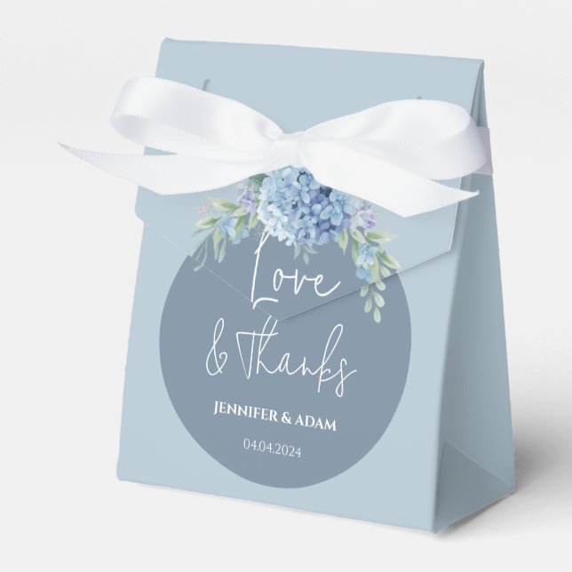 Blue Hydrangea Wedding Bridal Favour Thank You Bag Favour Box (Front Side)