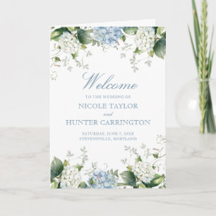 Blue Hydrangea Wedding Ceremony Folded Program Programme