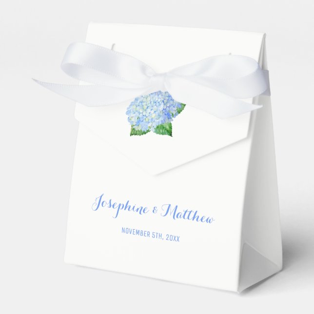 Blue Hydrangea Wedding Favour Box (Front Side)
