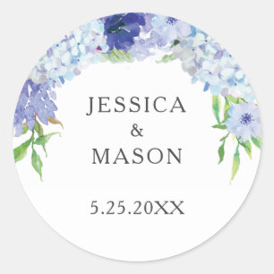 Blue Hydrangea Wedding Favour Gift Stickers Labels