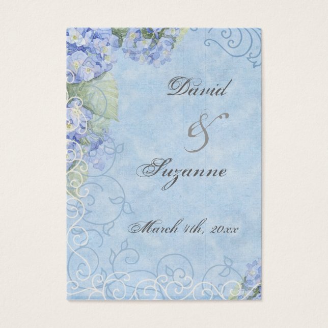 Blue Hydrangea - Wedding Favour Gift Tags (Front)