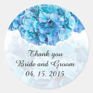 Blue hydrangea wedding favour tag sticker