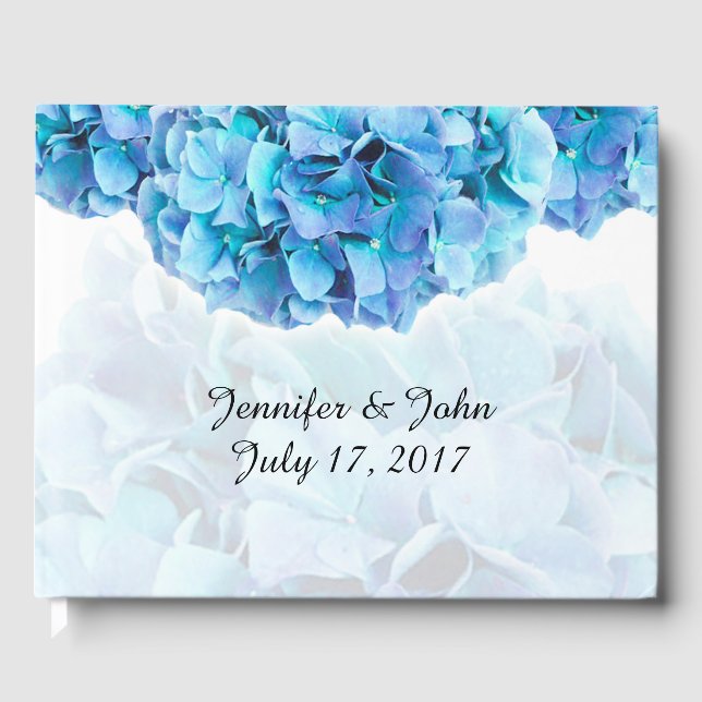 Blue Hydrangea Wedding Guest Book (Front)