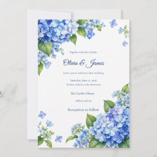 Blue Hydrangea Wedding Invitation