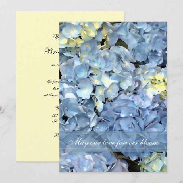 Blue Hydrangea Wedding Invitation (Front/Back)