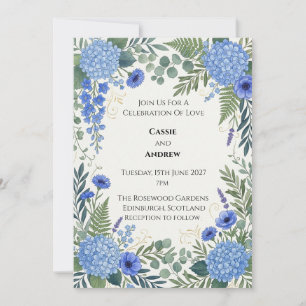 Blue Hydrangea Wedding Invitation