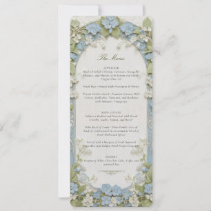 Blue Hydrangea Wedding Menu Card