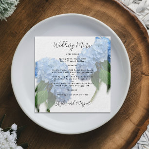 Blue Hydrangea Wedding Menu Round Invitation