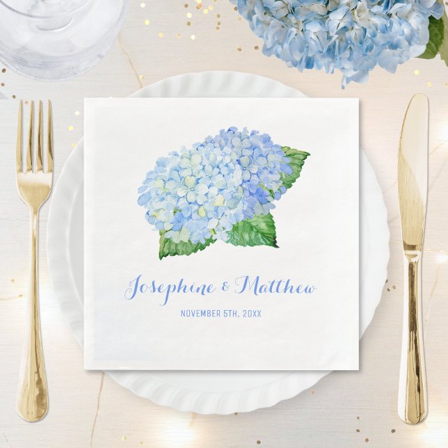 Blue Hydrangea Wedding Napkin (Creator Uploaded)