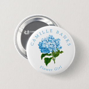 Blue Hydrangea Wedding Party Flower Girl 6 Cm Round Badge