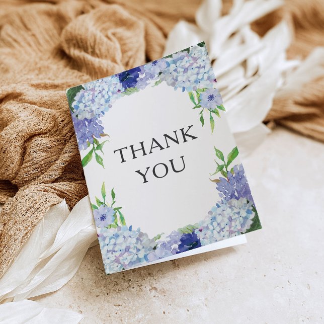 Blue Hydrangea Wedding Personalised Thank You Card (Creator Uploaded)