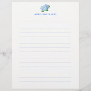 Blue Hydrangea Wedding Planning Pages
