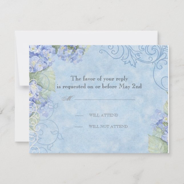 Blue Hydrangea - Wedding Response Card (Front)