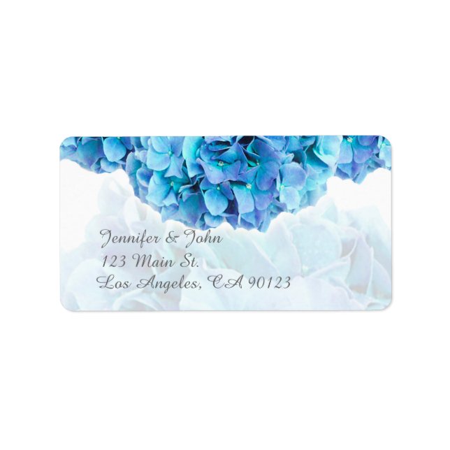 Blue Hydrangea Wedding Return Address Labels (Front)