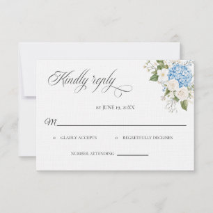 Blue Hydrangea Wedding RSVP card