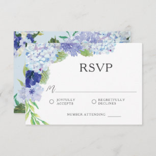 Blue Hydrangea Wedding RSVP Card
