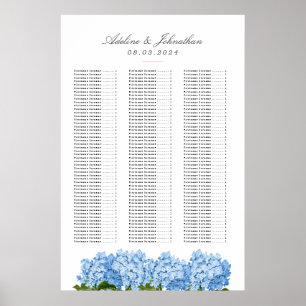 Blue Hydrangea Wedding Seating Chart