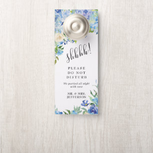 Blue Hydrangea Wedding Welcome Do Not Disturb Door Hanger