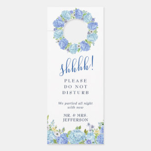 Blue Hydrangea Wedding Welcome Do Not Disturb Door Hanger