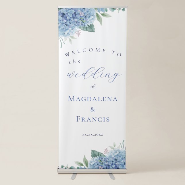 blue Hydrangea wedding welcome sign (Front)