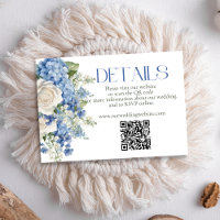 Blue Hydrangea White Floral Wedding QR Code Site