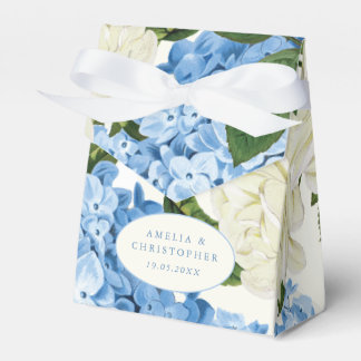 Blue Hydrangea White Rose Classic Wedding Favour Box