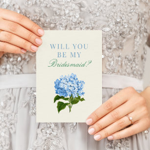 Blue Hydrangea Will You Be My Bridesmaid Card