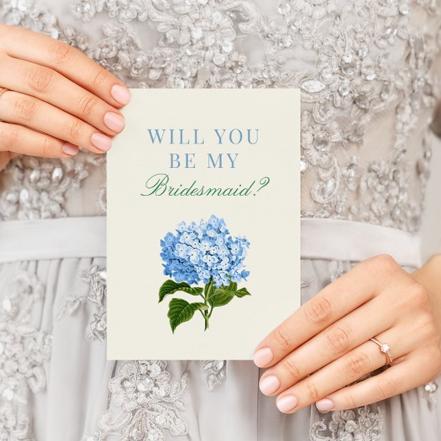 Blue Hydrangea Will You Be My Bridesmaid Card (Creator Uploaded)
