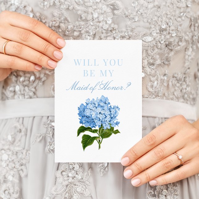 Blue Hydrangea Will You Be My Maid of Honour Postcard (Creator Uploaded)