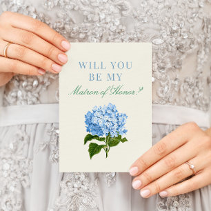 Blue Hydrangea Will You Be My Matron of Honour Card