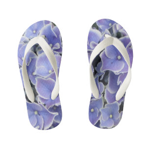 Blue Hydrangea with white borders Kids Flip Flops