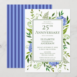 Blue Hydrangeas 25th Anniversary Invitation