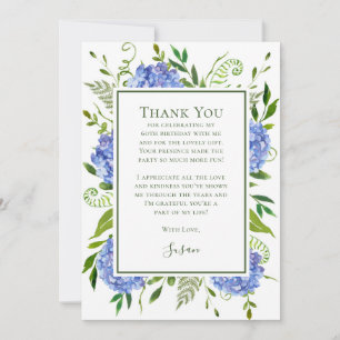 Blue Hydrangeas 60th Birthday Thank You Card