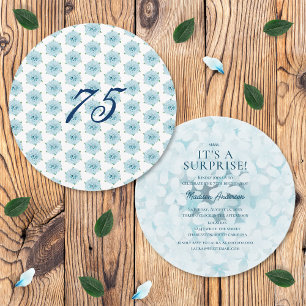 Blue Hydrangeas 75th Surprise Birthday Party Invitation